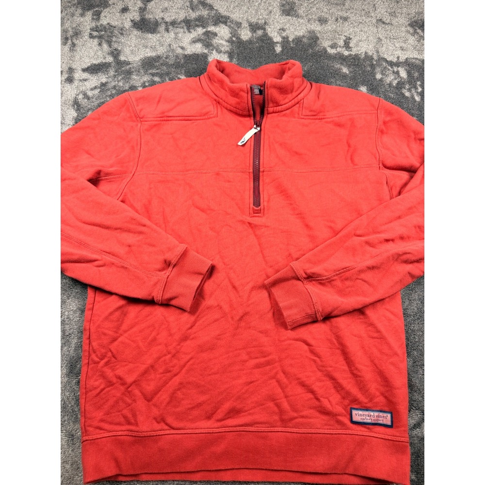 Vineyard Vines Mens Red Quarter Zip Pullover Sweatshirt Size Medium